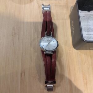 Fossil Georgia ES3155 Women’s Watch Brown Leather Wrap Silver Dial Minimalist